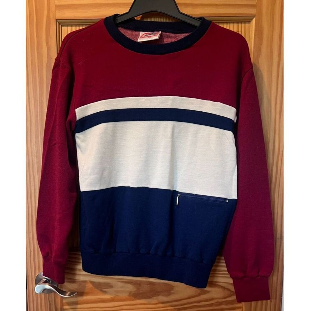 Vintage 90s Jaclar Colorblock Sweatshirt Burgundy Navy White Men's Sz. M- Retro
